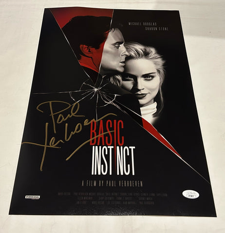 PAUL VERHOEVEN SIGNED BASIC INSTINCT 12X18 MOVIE POSTER 2 JSA