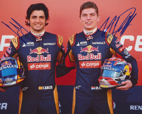 CARLOS SAINZ JR & MAX VERSTAPPEN SIGNED TORO ROSSO F1 FORMULA 1 8X10 PHOTO 2