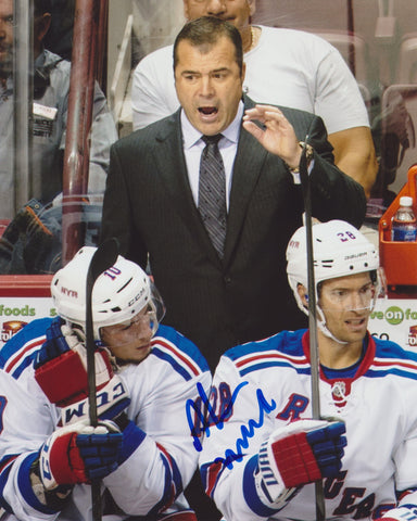 ALAIN VIGNEAULT SIGNED NEW YORK RANGERS 8X10 PHOTO