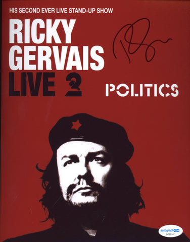 RICKY GERVAIS SIGNED POLITICS 8X10 PHOTO ACOA