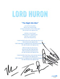 LORD HURON SIGNED THE WORLD ENDER LYRIC SHEET ACOA