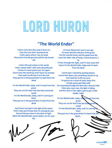 LORD HURON SIGNED THE WORLD ENDER LYRIC SHEET ACOA