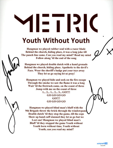 METRIC SIGNED YOUTH WITHOUT YOUTH LYRIC SHEET