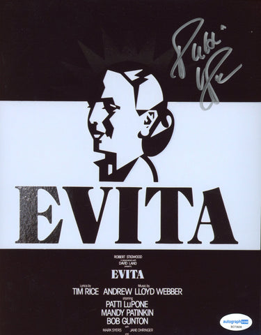 PATTI LUPONE SIGNED EVITA 8X10 PHOTO ACOA