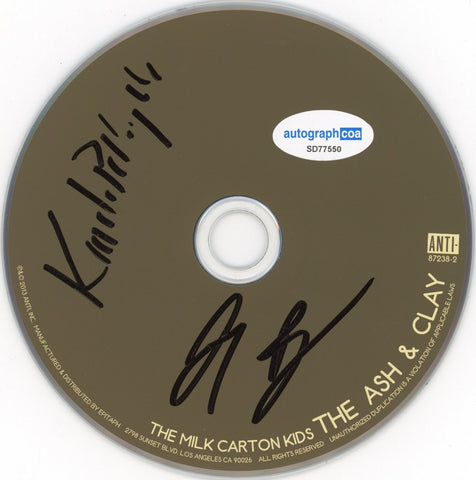 THE MILK CARTON KIDS SIGNED THE ASH & CLAY CD DISK ACOA