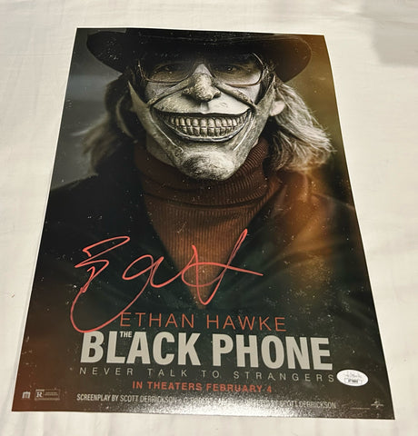 ETHAN HAWKE SIGNED THE BLACK PHONE 12X18 MOVIE POSTER JSA