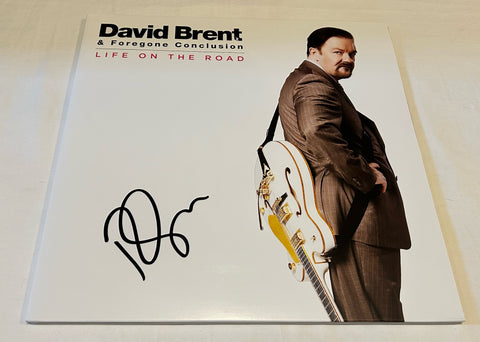 RICKY GERVAIS SIGNED THE OFFICE DAVID BRENT LIFE ON THE ROAD VINYL RECORD JSA
