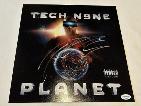 TECH N9NE SIGNED PLANET 12X12 PHOTO ACOA