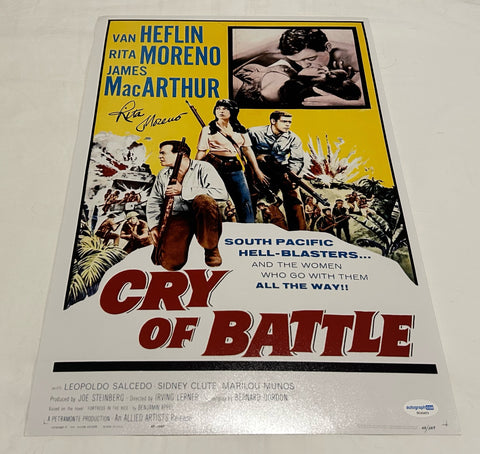 RITA MORENO SIGNED CRY OF BATTLE 12X18 MOVIE POSTER ACOA