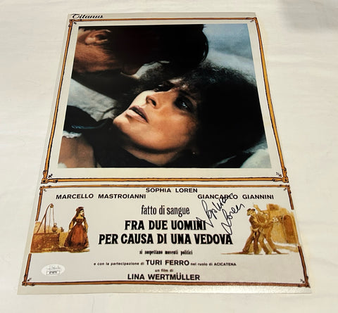 SOPHIA LOREN SIGNED FRA DUE UOMINI 12X18 MOVIE POSTER JSA