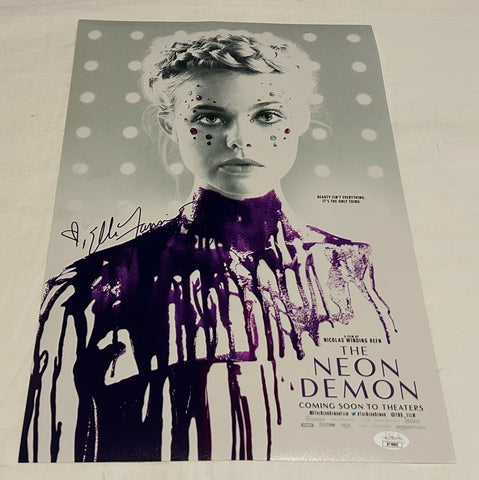 ELLE FANNING SIGNED THE NEON DEMON 12X18 MOVIE POSTER JSA