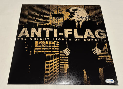 ANTI-FLAG SIGNED THE BRIGHT LIGHTS OF AMERICA 12X12 PHOTO ACOA