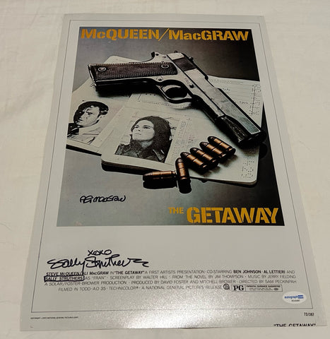 ALI MACGRAW & SALLY STRUTHERS SIGNED THE GETAWAY 12X18 MOVIE POSTER ACOA