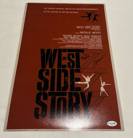 RITA MORENO SIGNED WEST SIDE STORY 12X18 MOVIE POSTER ACOA