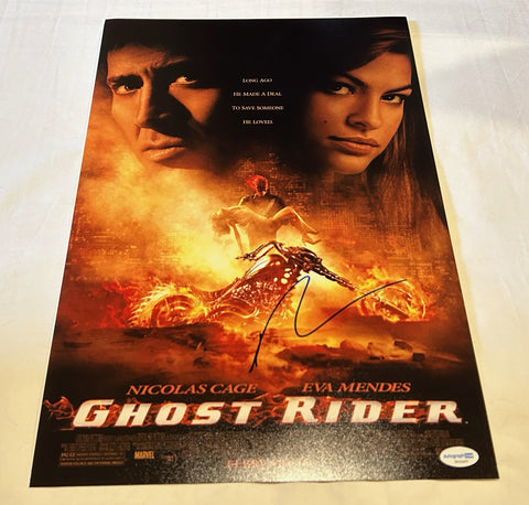 NICOLAS CAGE SIGNED GHOST RIDER 12X18 MOVIE POSTER ACOA