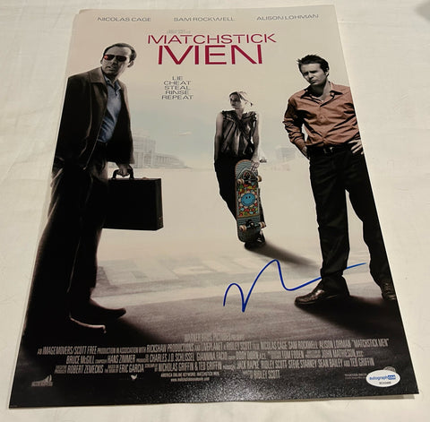 NICOLAS CAGE SIGNED MATCHSTICK MEN 12X18 MOVIE POSTER ACOA