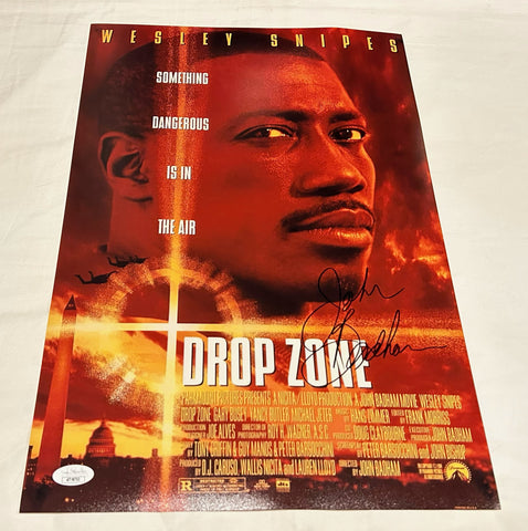 JOHN BADHAM SIGNED DROP ZONE 12X18 MOVIE POSTER JSA