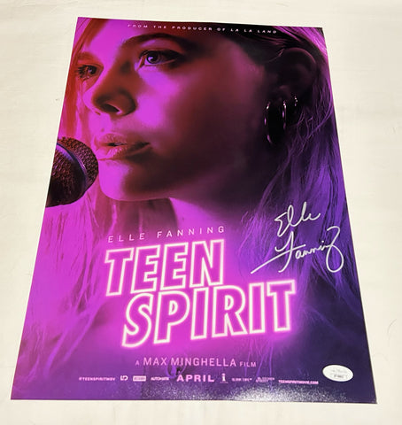 ELLE FANNING SIGNED TEEN SPIRIT 12X18 MOVIE POSTER JSA