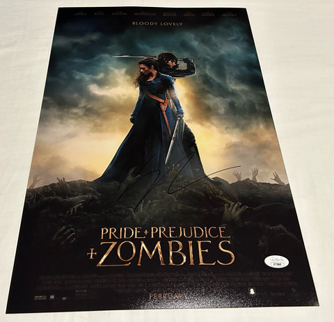 LILY COLLINS SIGNED PRIDE AND PREJUDICE AND ZOMBIES 12X18 MOVIE POSTER JSA