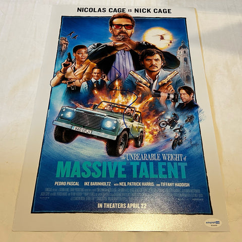 NICOLAS CAGE SIGNED UNBEARABLE WEIGHT OF MASSIVE TALENT 12X18 MOVIE POSTER ACOA