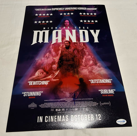 NICOLAS CAGE SIGNED MANDY 12X18 MOVIE POSTER 2 ACOA
