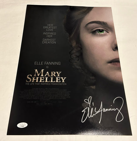 ELLE FANNING SIGNED MARY SHELLEY 12X18 MOVIE POSTER JSA