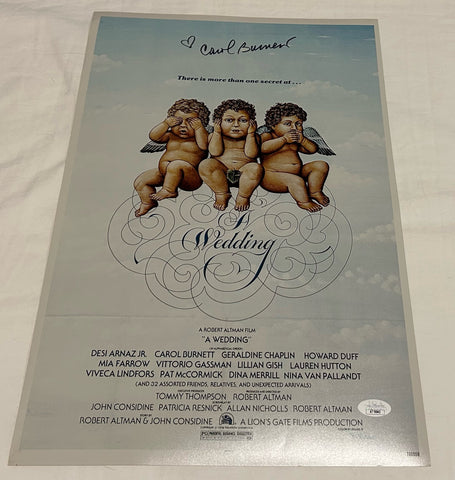 CAROL BURNETT SIGNED A WEDDING 12X18 MOVIE POSTER JSA