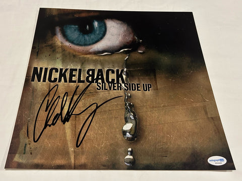 CHAD KROEGER SIGNED NICKELBACK SILVER SIDE UP 12X12 PHOTO ACOA