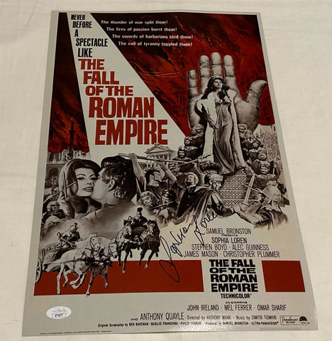 SOPHIA LOREN SIGNED THE FALL OF THE ROMAN EMPIRE 12X18 MOVIE POSTER JSA