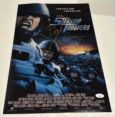 PAUL VERHOEVEN SIGNED STARSHIP TROOPERS 12X18 MOVIE POSTER JSA