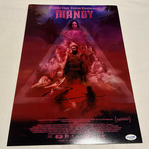 NICOLAS CAGE SIGNED MANDY 12X18 MOVIE POSTER ACOA