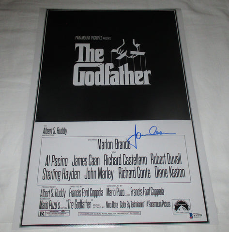 JAMES CAAN SIGNED THE GODFATHER 12X18 MOVIE POSTER BAS BECKETT
