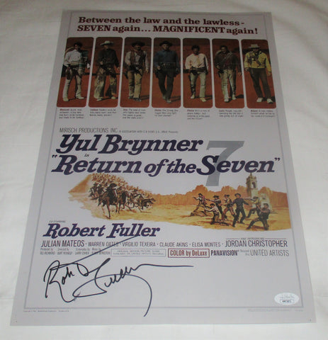 ROBERT FULLER SIGNED RETURN OF THE SEVEN 12X18 MOVIE POSTER JSA