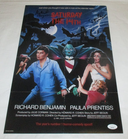 RICHARD BENJAMIN & PAULA PRENTISS SIGNED SATURDAY THE 14TH 12X18 POSTER JSA