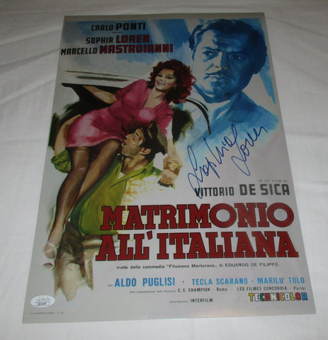 SOPHIA LOREN SIGNED MATRIMONIO ALL'ITALIANA 12X18 MOVIE POSTER JSA