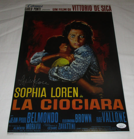 SOPHIA LOREN SIGNED LA CIOCIARA 12X18 MOVIE POSTER JSA