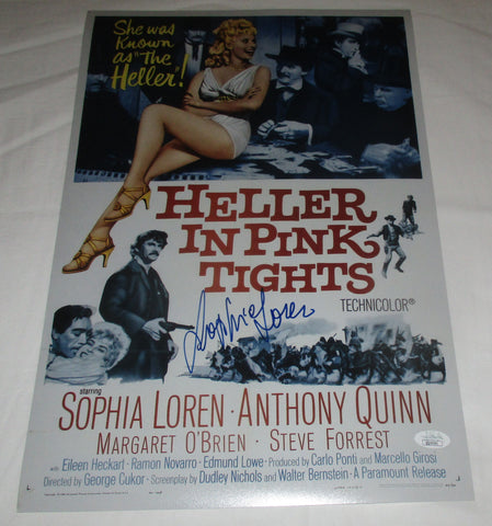 SOPHIA LOREN SIGNED HELLER IN PINK TIGHTS 12X18 MOVIE POSTER JSA