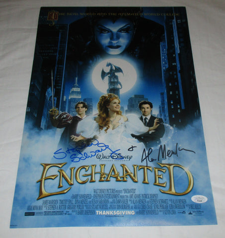 ALAN MENKEN & STEPHEN SCHWARTZ SIGNED ENCHANTED 12X18 POSTER JSA