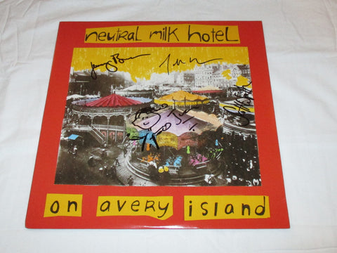 NEUTRAL MILK HOTEL SIGNED ON AVERY ISLANDS VINYL RECORD