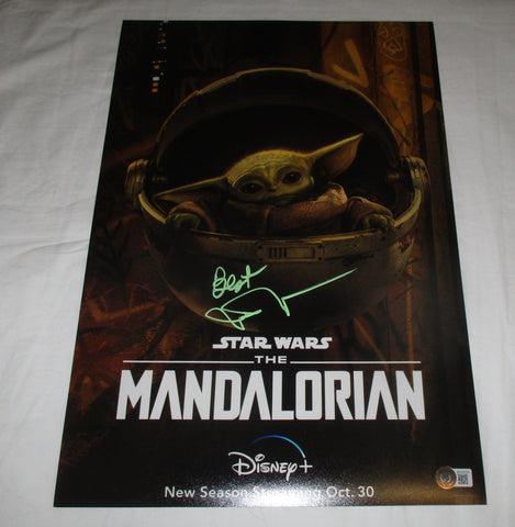JOHN ROSENGRANT SIGNED STAR WARS THE MANDALORIAN BABY YODA 12X18 POSTER BECKETT BAS