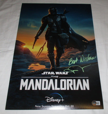 JOHN ROSENGRANT SIGNED STAR WARS THE MANDALORIAN BABY YODA 12X18 POSTER 2 BECKETT BAS