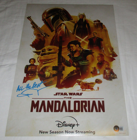 JOHN ROSENGRANT SIGNED STAR WARS THE MANDALORIAN BABY YODA 12X18 POSTER 3 BECKETT BAS