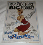 BRIGITTE BARDOT SIGNED LA PARISIENNE 12X18 MOVIE POSTER JSA