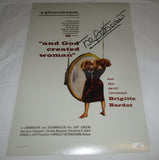 BRIGITTE BARDOT SIGNED AND GOD CREATED WOMAN 12X18 MOVIE POSTER JSA