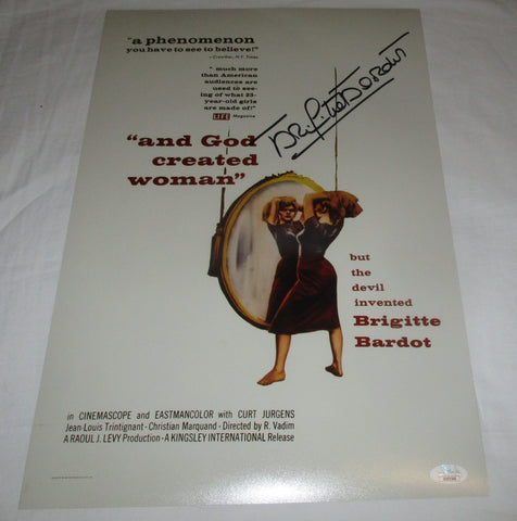 BRIGITTE BARDOT SIGNED AND GOD CREATED WOMAN 12X18 MOVIE POSTER JSA
