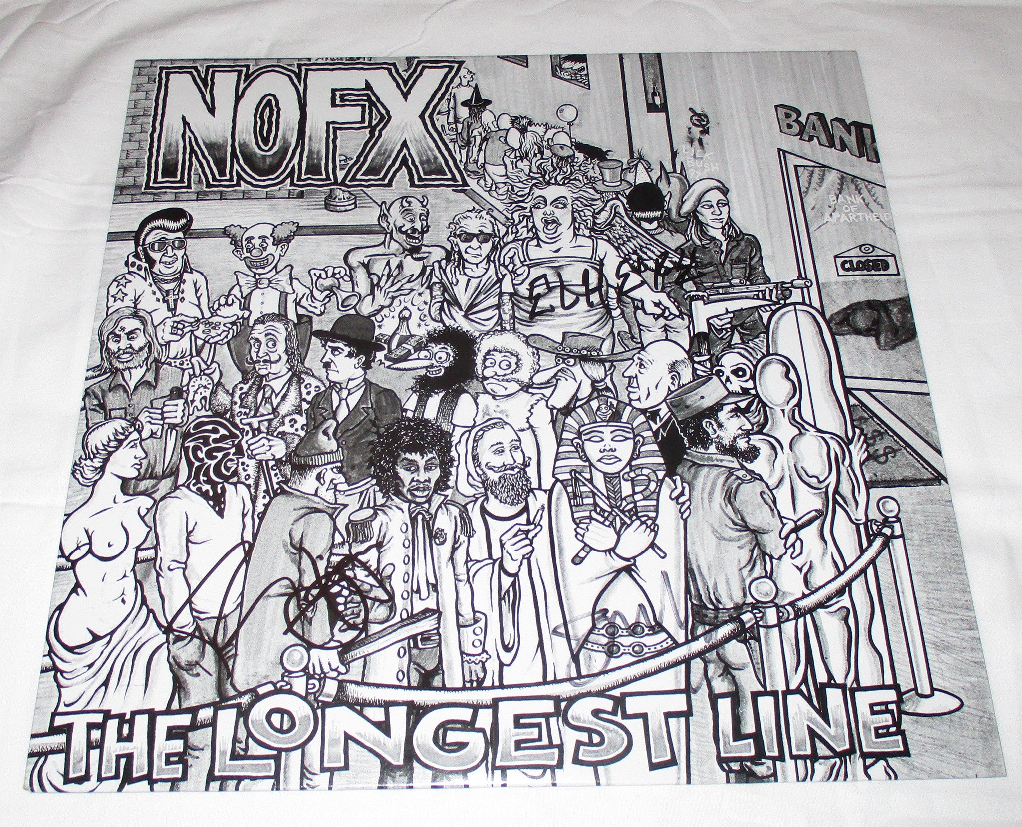 NOFX SIGNED THE LONGEST LINE VINYL RECORD – Overtime Autographs