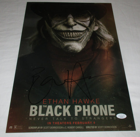 ETHAN HAWKE SIGNED THE BLACK PHONE 12X18 MOVIE POSTER JSA