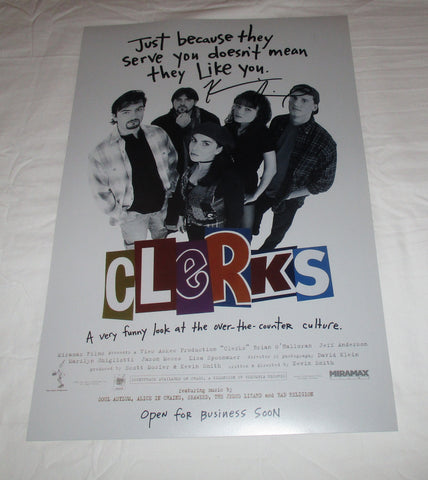 KEVIN SMITH SIGNED CLERKS 12X18 MOVIE POSTER