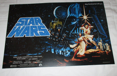 CARRIE FISHER SIGNED STAR WARS 12X18 MOVIE POSTER 2