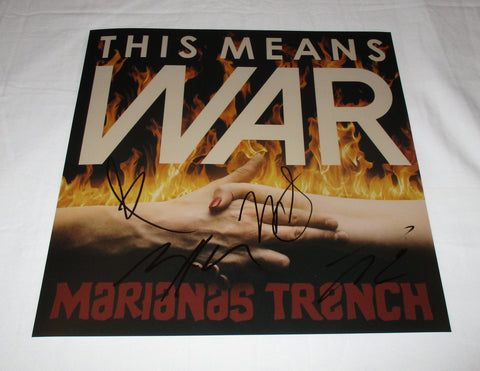 MARIANAS TRENCH SIGNED THIS MEANS WAR 12X12 PHOTO